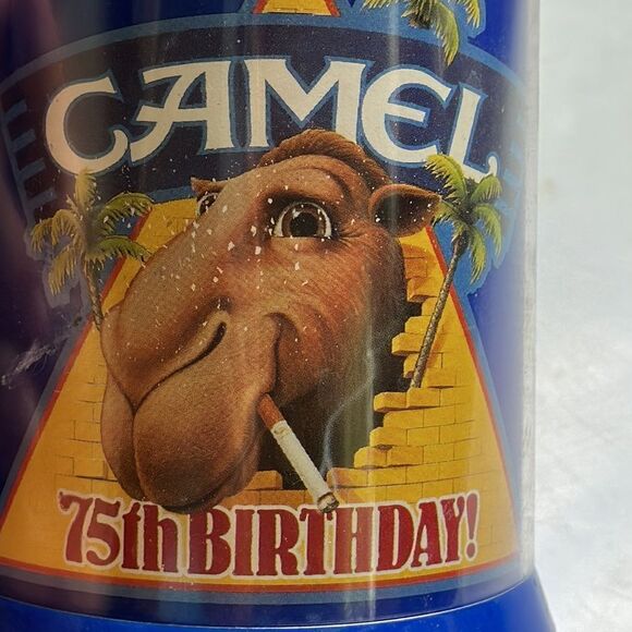 Vintage 1988 Camel 75th Birthday Thermo Serv blue plastic mug - Picture 3 of 6